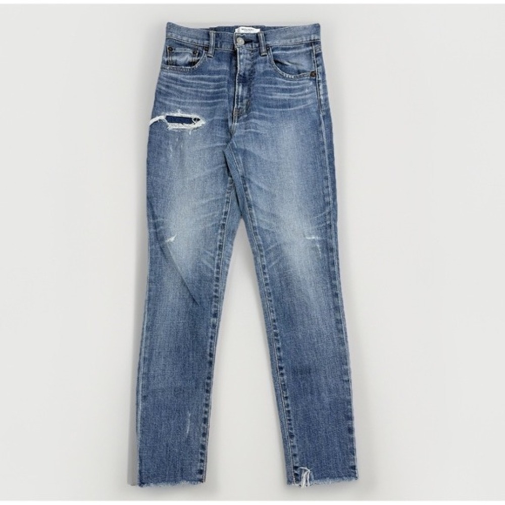 Moussy Vintage Womens 26 Slim Distressed Raw Hem‎ Crop Blue $350